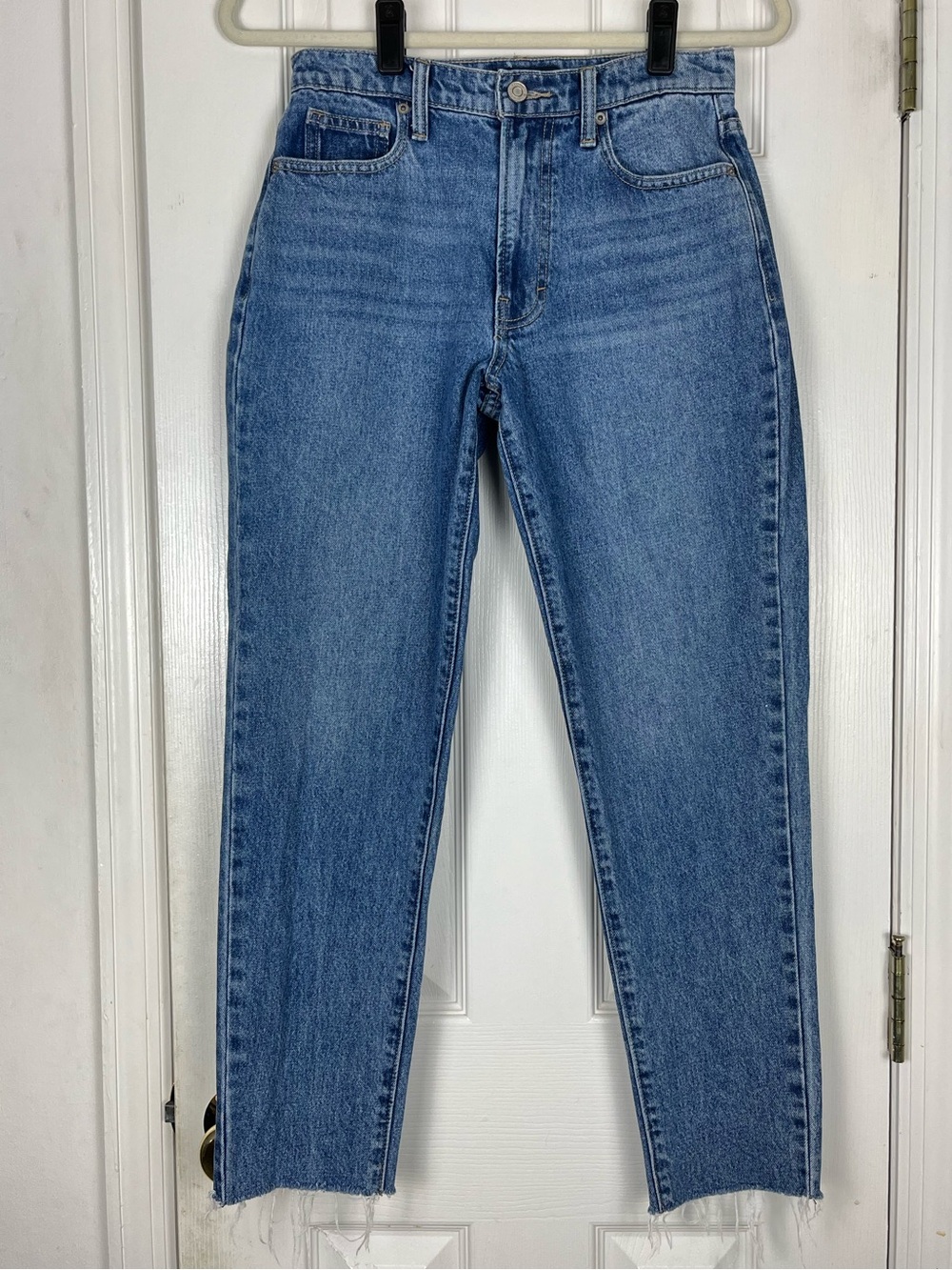 Lucky Brand High Rise Mom Jeans Drew 2/26 Ankle 100% Cotton Raw Hem